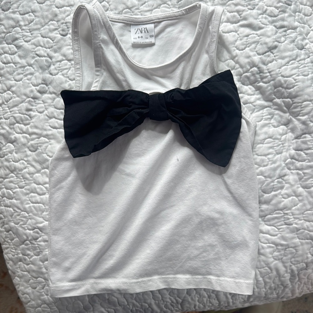 Zara kids White Tank Top with Black Bow
